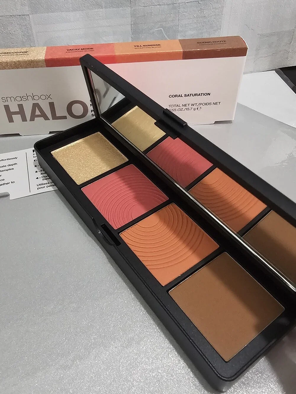 Smashbox Halo Sculpt Glow Palette Contour Blush Highlighter - Coral Saturation